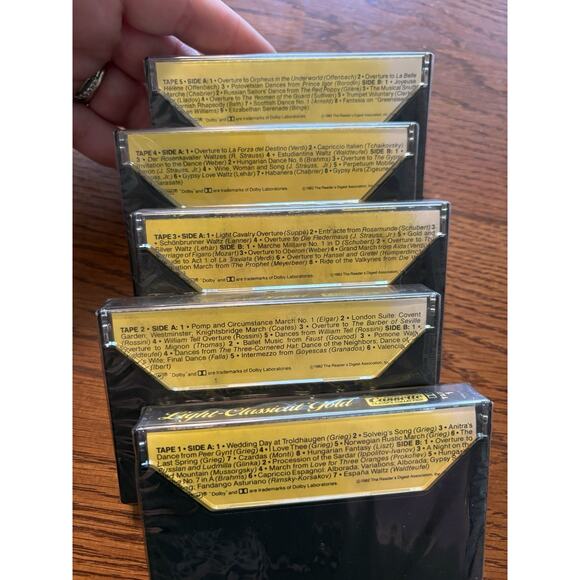 Vintage Light Classical Gold Best Loved Cassettes Tapes 1-5 Reader's Digest 1982 - Picture 6 of 6